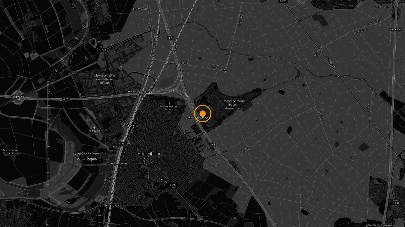 Karte: Hockenheimring an der A6 östlich von Hockenheim